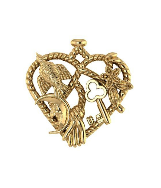 Ciondolo del Sacro Cuore Italian Gold Heart Shaped Totem