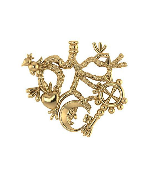 Mythical Gold Italian Culture Cimaruta Pendant Symbol of Protection