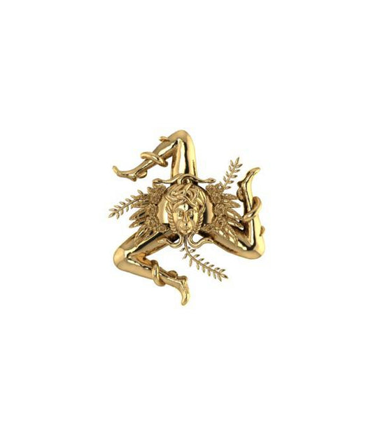 Trinacria Gold Charm Symbol of Strength, and Goddess Athena